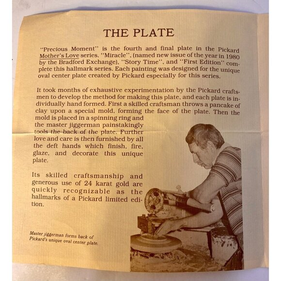 First Edition Collector Plate Precious Moment Irene Spencer Pickard China - Picture 8 of 11